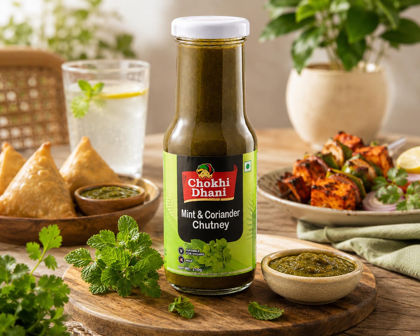 Chokhi Dhani Mint & Coriander Chutney 210g + Tamarind Chutney 250g Combo | Authentic Indian Green & Imli Chutney | Ready to Serve Dip for Chaat, Samosa, Pakora & Snacks | No Artificial Flavours 2