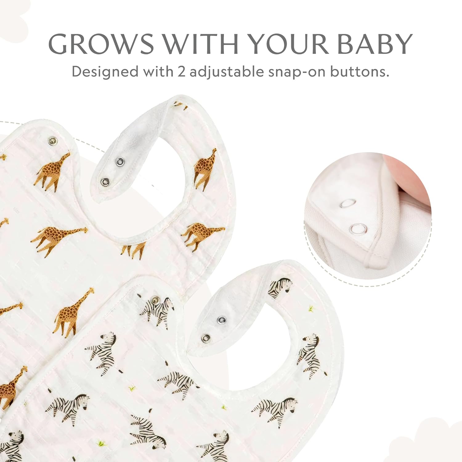 Bamboo Little Bamboo Viscose Baby Bib Set (2-pack), Giraffe & Zebra - 70% viscose made from bamboo, 30% cotton muslin, Imported