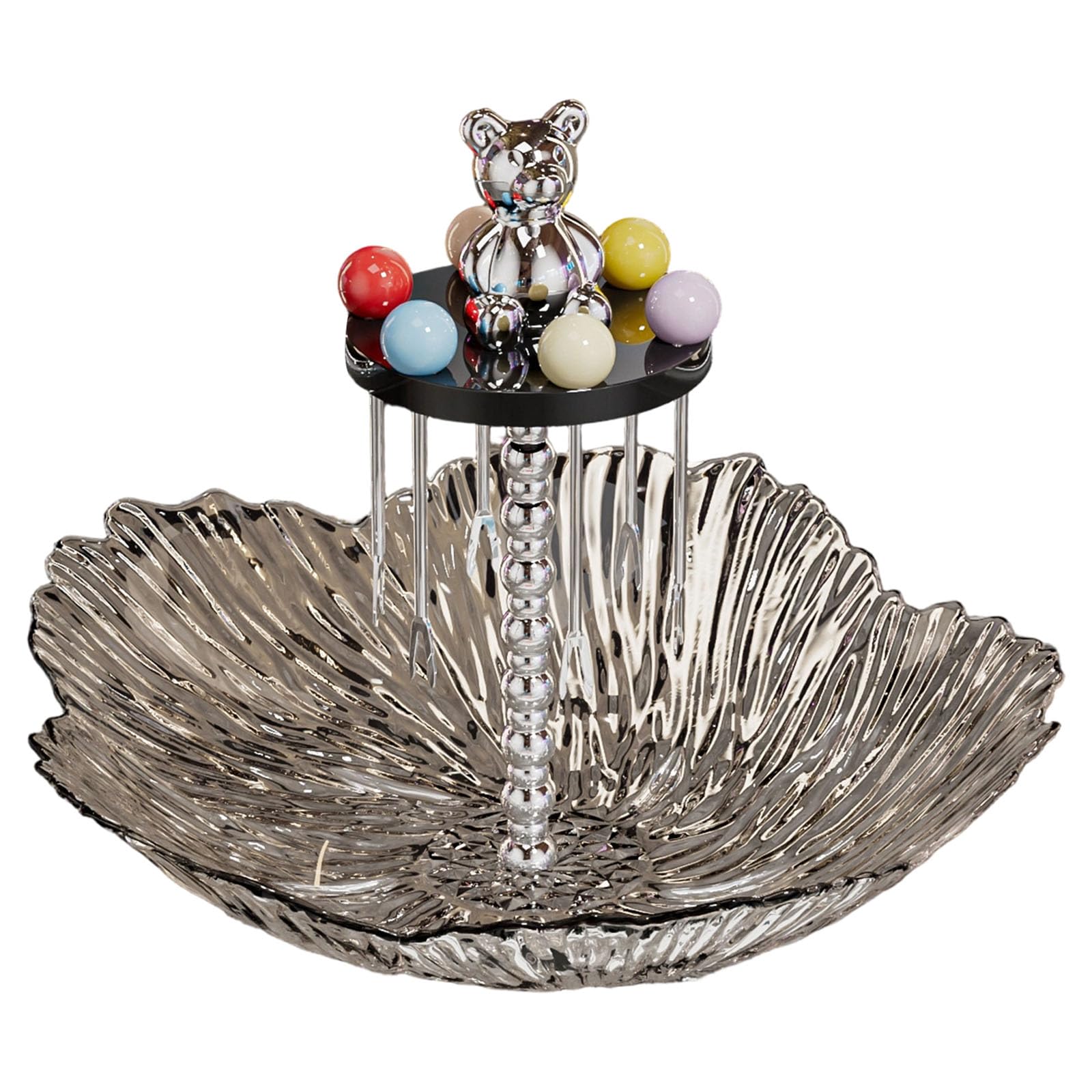jiingekk Multifunctional Crystal Fruit Bowl Comes with 6 Stainless Forks for Dessert Fruits and Snacks Daily Serving with Stainless Forks