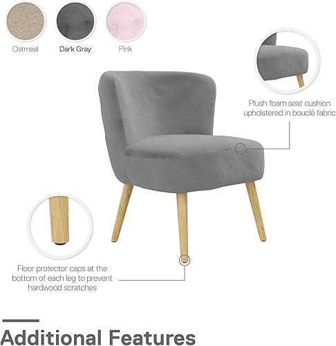 Miniatura 6 de DHP Easton - Silla decorativa de piel sintética para niños con patas de madera natural, color rosa