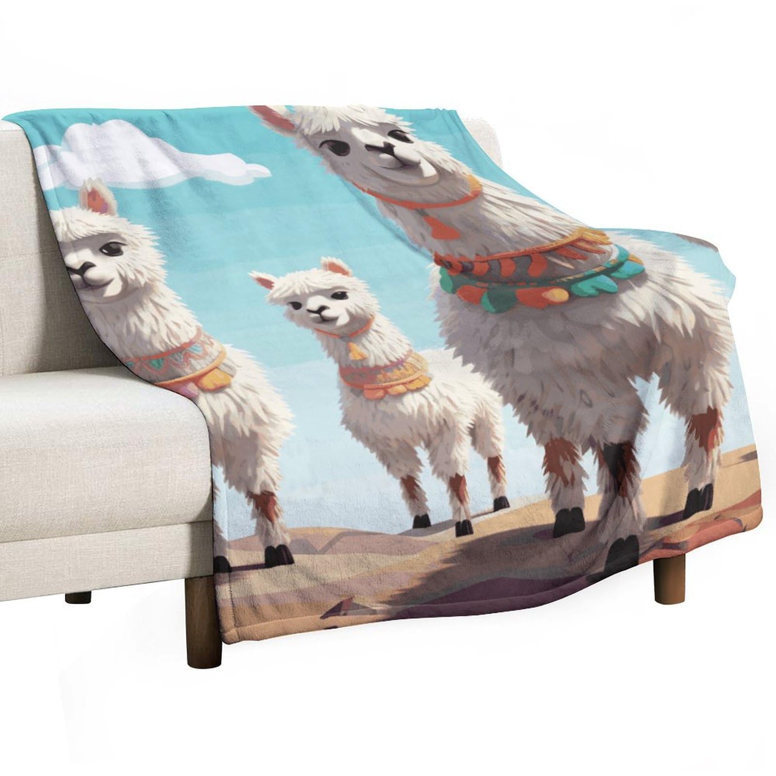 Couverture en flanelle motif lama mignon idée cadeau anniversaire