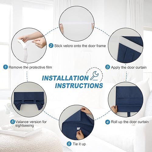 Miniatura 36 de RYB HOME Cortinas de privacidad para puerta francesa, rica textura de lino, cortinas para oscurecer la habitación, cortinas y cortinas