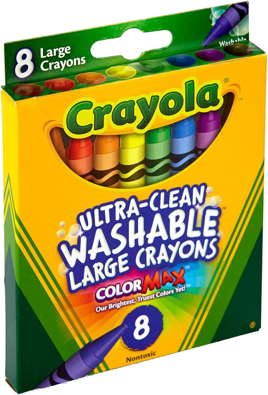 Crayola Ultra Clean Large Washable Crayons, School Supplies, 8 Count : Toys & Games