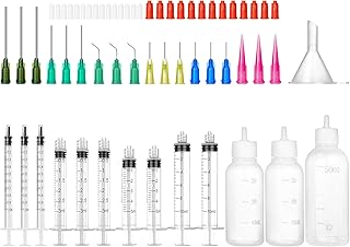 Glue Syringe Needle Tip Squeeze Bottles Set (1ml-50ml), 14G-22G Blunt Needle Tip with Caps, Precision Glue Applicator for Oil, Ink and Art Crafts