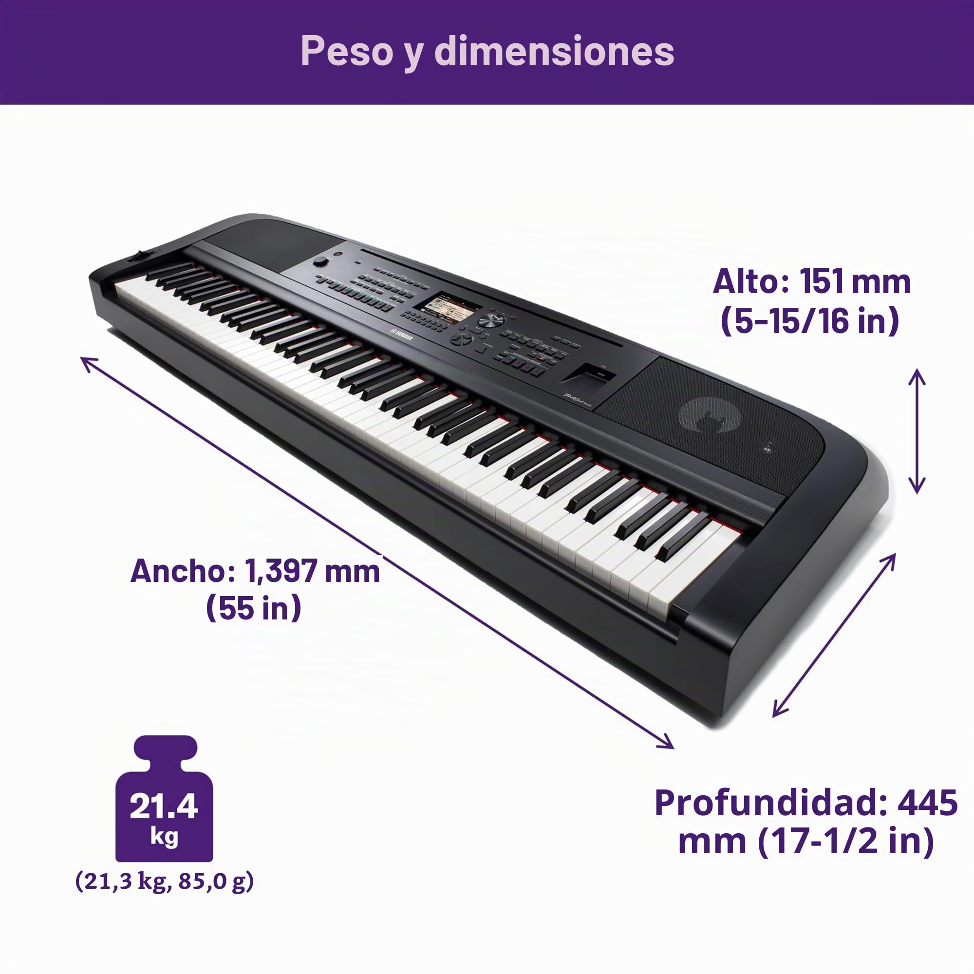 Yamaha DGX-670 - Piano Digital Portátil con 88 Teclas Contrapesadas, Bluetooth, Sonido de Piano CFX, 630 Voces - Negro