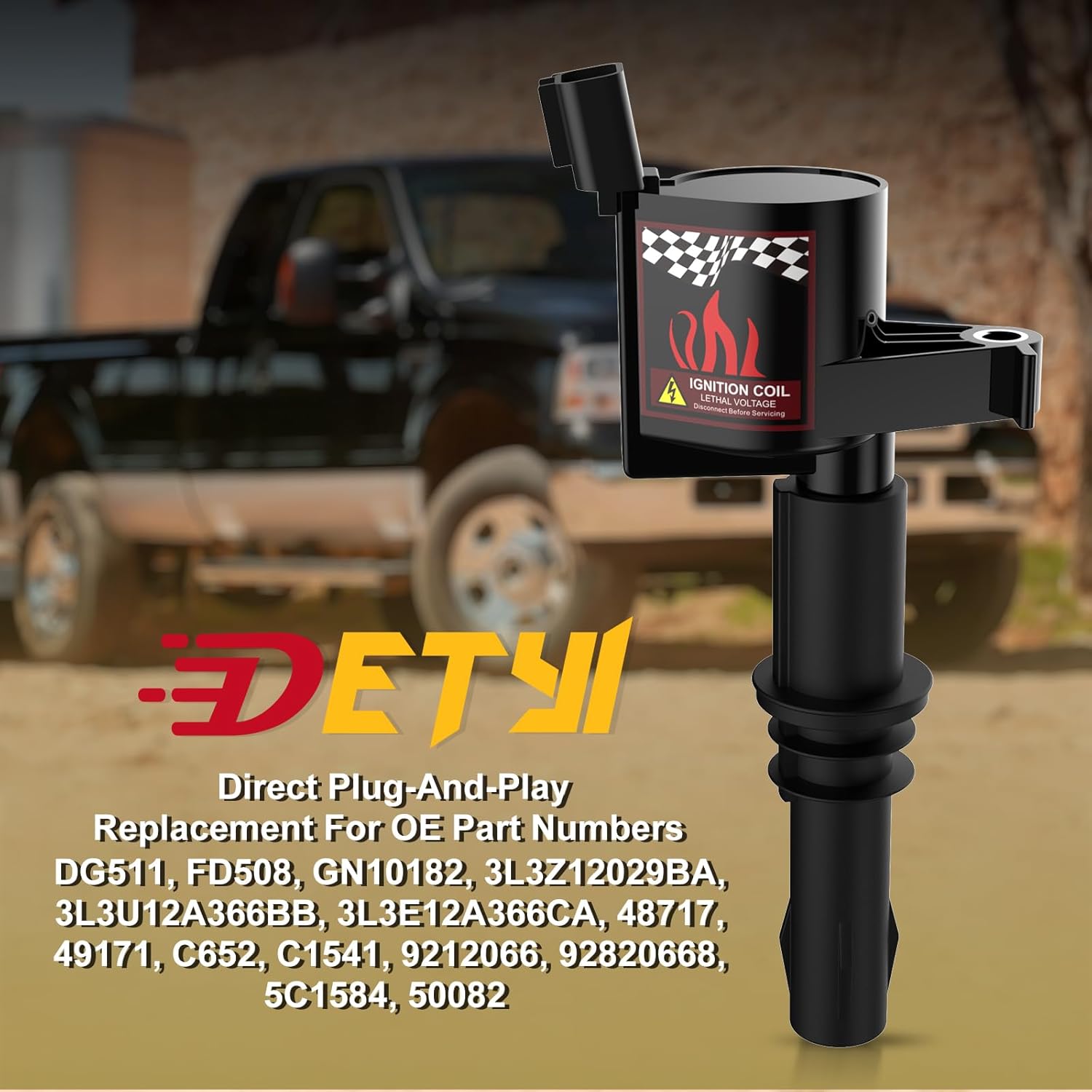 Set of 8 DG511 Ignition Coils, Compatible with Ford 4.6L 5.4L V8 & Mercury, 2004-2008 F-150 F-250 Expedition Explorer Mustang Navigator Mark LT Mountaineer, Replaces OEM 5C1584 C1659