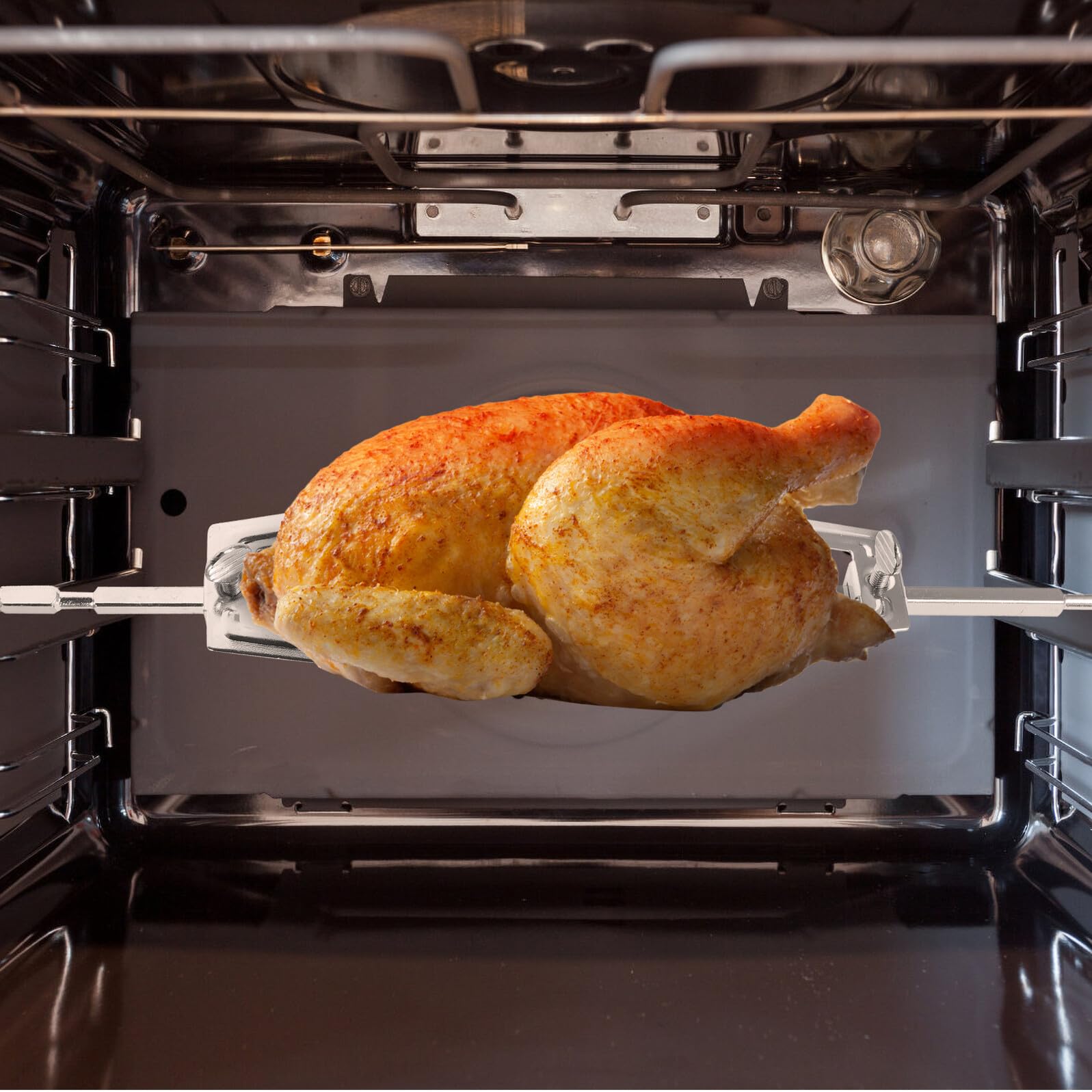 SHINEOFI Soporte Ajustable para Asar Pollo y Pavo en Freidora de Aire, Tenedor de Acero Inoxidable Resistente al Calor, Accesorio para Parrilla y Cocina al Aire Libre, Adecuado para Carne