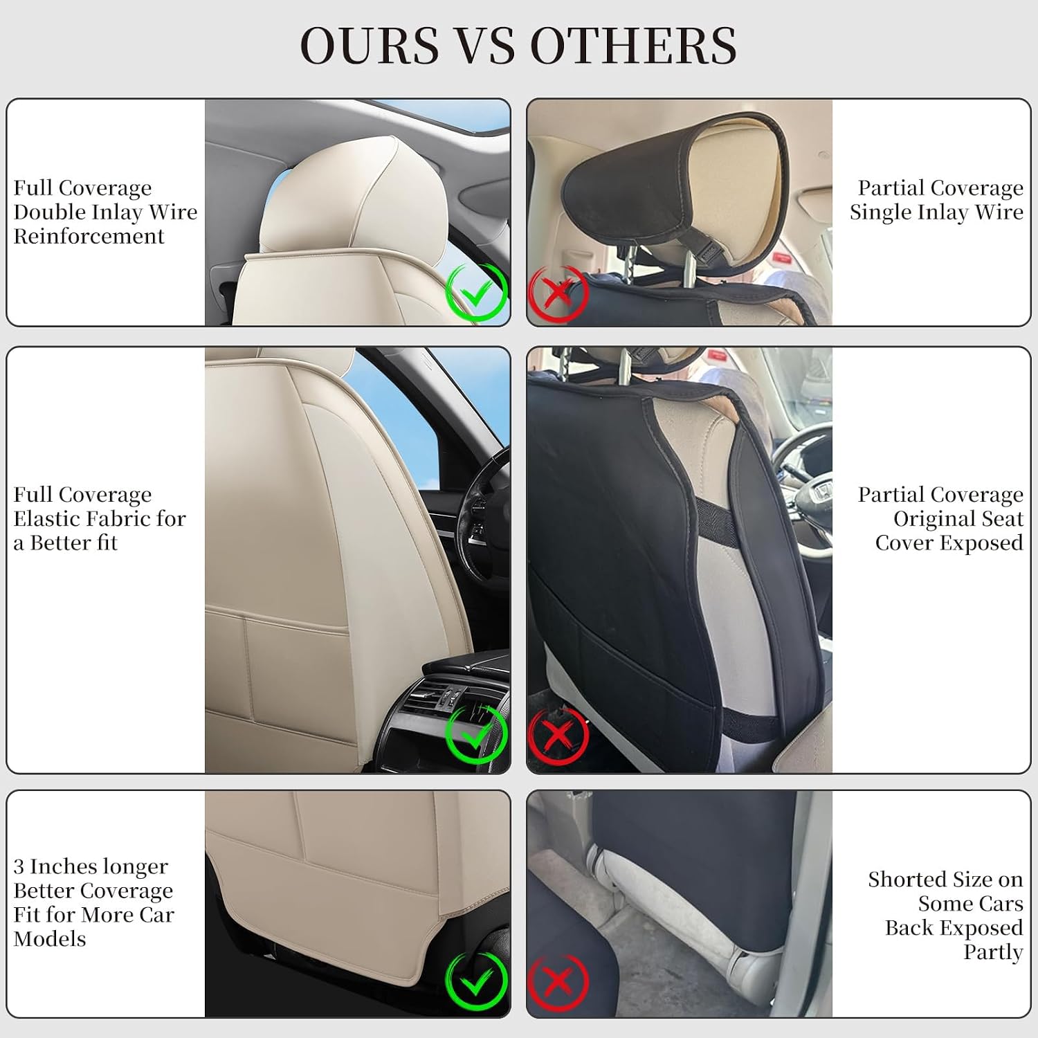 Car Seat Covers Fit for Honda Accord 1998-2026 Nappa Leather Full Coverage Fit Automotive Seat Covers with Breathable, Anti-Slip & Waterproof Protectors (Beige,Full Set)