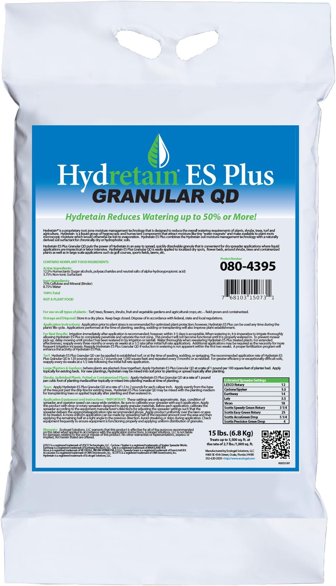 Hydretain ES Plus Moisture Manager, Reduces Watering 50%, 15 lb Granule