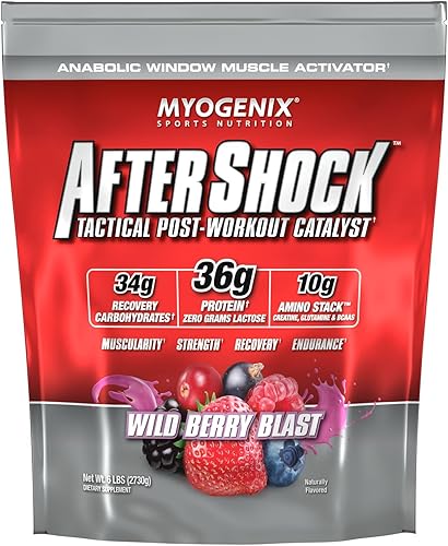Myogenix Aftershock post entrenamiento, crecimiento muscular ilimitado Proteína de suero anabólico Carbohidratos de construcción masiva