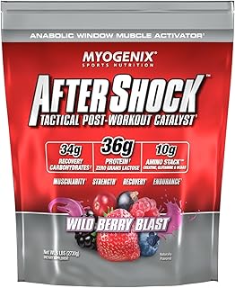 Myogenix Aftershock Post Workout — Muscle Growth Whey Protein Powder — Speeds Up Muscle Growth and Recovery — Supports Joint Health and Replenishes Glycogen — Wildberry Blast, 6 lbs