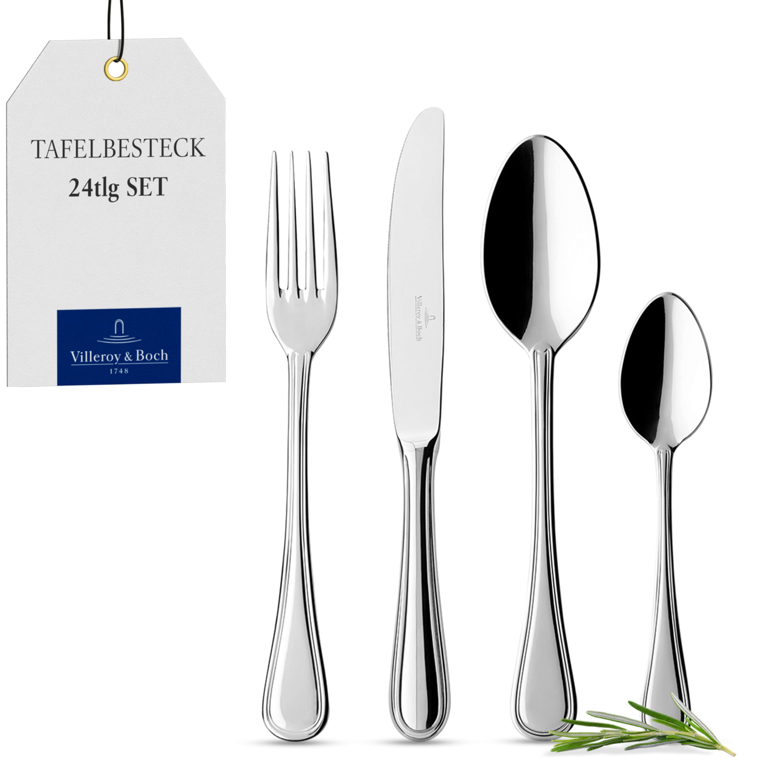 Villeroy & Boch - Edelstahl Besteckset 24-teilig, Spülmaschinenfest für 6 Personen - Klassisch Elegantes Besteck für Alltag und Festessen
