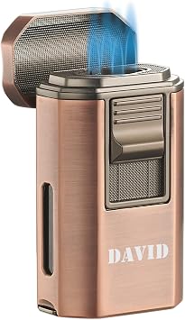 Personalized Visol Boulder Butane Torch Quad Flame Lighter, Built in Cutter, Two Built in Punches, Built in Rest with Free Engraving Shipped Without Butane Bronze