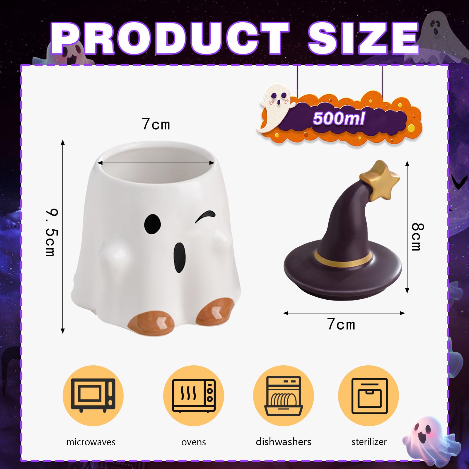 Tazza Horror Halloween In Ceramica 400ml – Design 3D Zucca E Ragno, Perfetta Per Caffè E Tè - 4