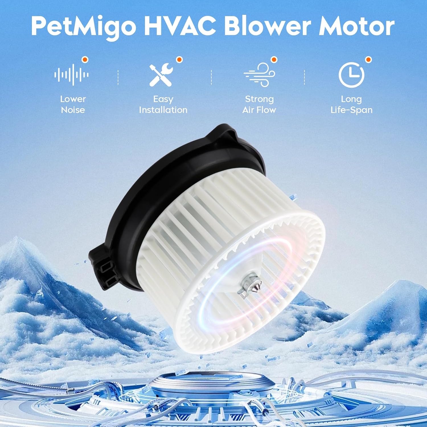 Front HVAC Heater Blower Motor Fan Fit for 1992-2000 Honda Civic, 1994-1997 Honda Accord, 92-96 Prelude, 00-06 Insight, 94-01 Acura Integra, 97-99 Acura CL, Replace 700001, Automotive Replacement