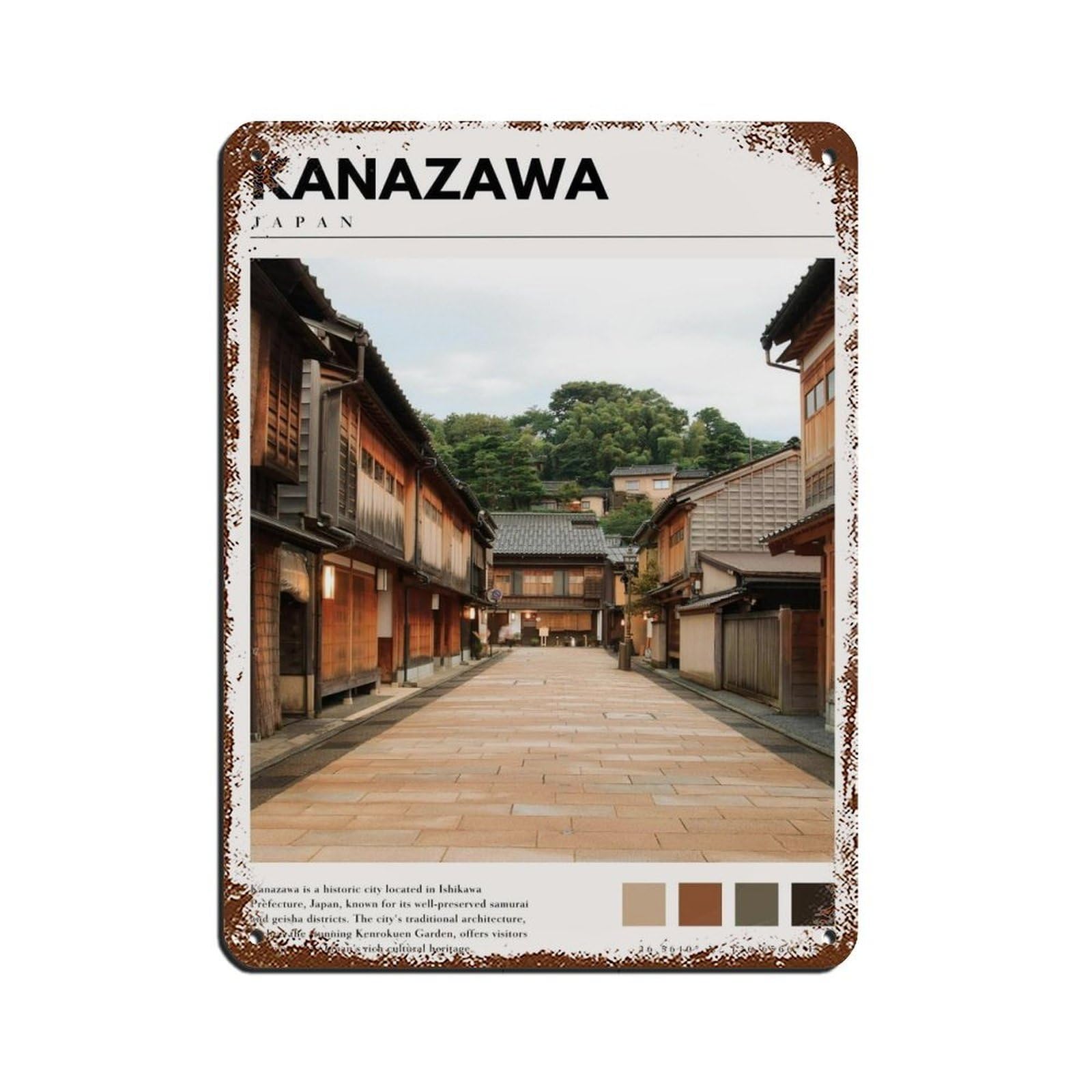 Japan Kanazawa Japanese Poster Retro Poster Metal Tin Sign Chic Art Retro Iron Painting Bar People Cave Cafe Family Garage Poster Wall Decoration 12x16inch(30x40cm)