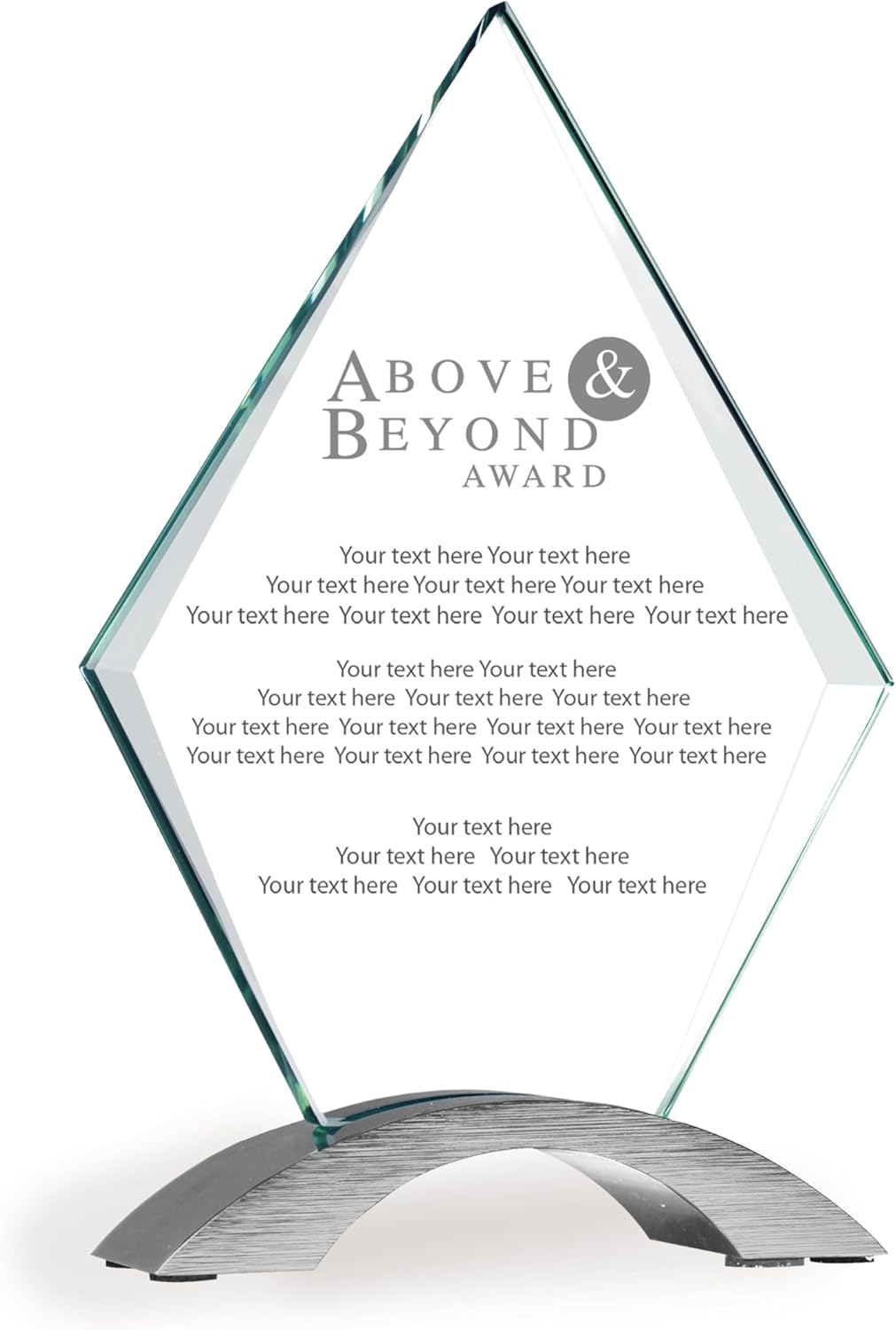 7 1/4" Diamond Cosmic Glass Above and Beyond Award, Custom Engraved Glass Award Plaque for Employees, Recognition, Appreciation