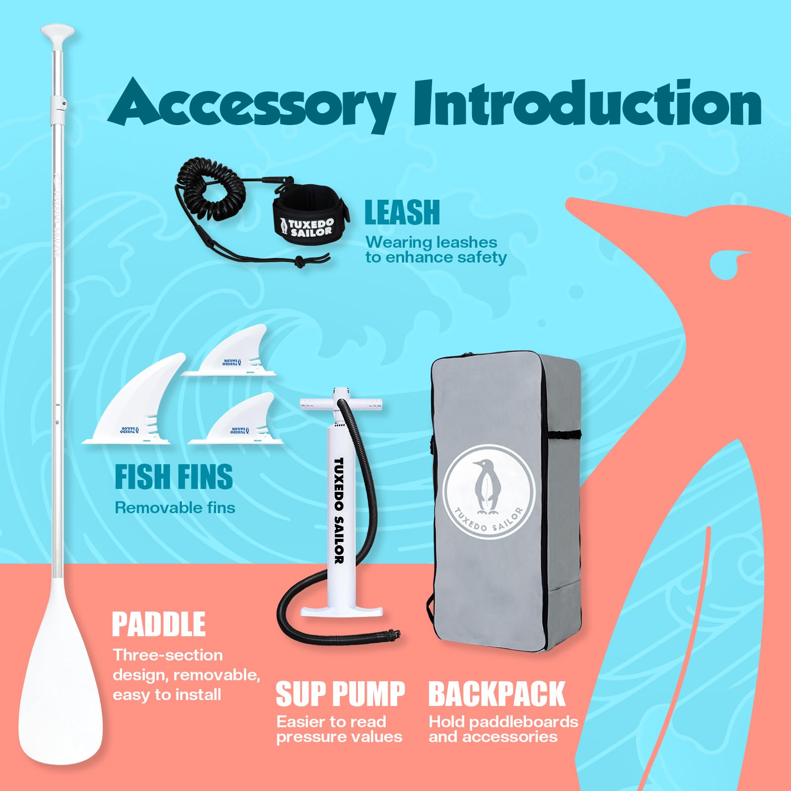 Tuxedo Sailor SUP Gonfiabile Adulti 320 cm Tavola SUP gonfiabile Tavole Gonfiabili da Stand Up Paddle con Accessori Premium