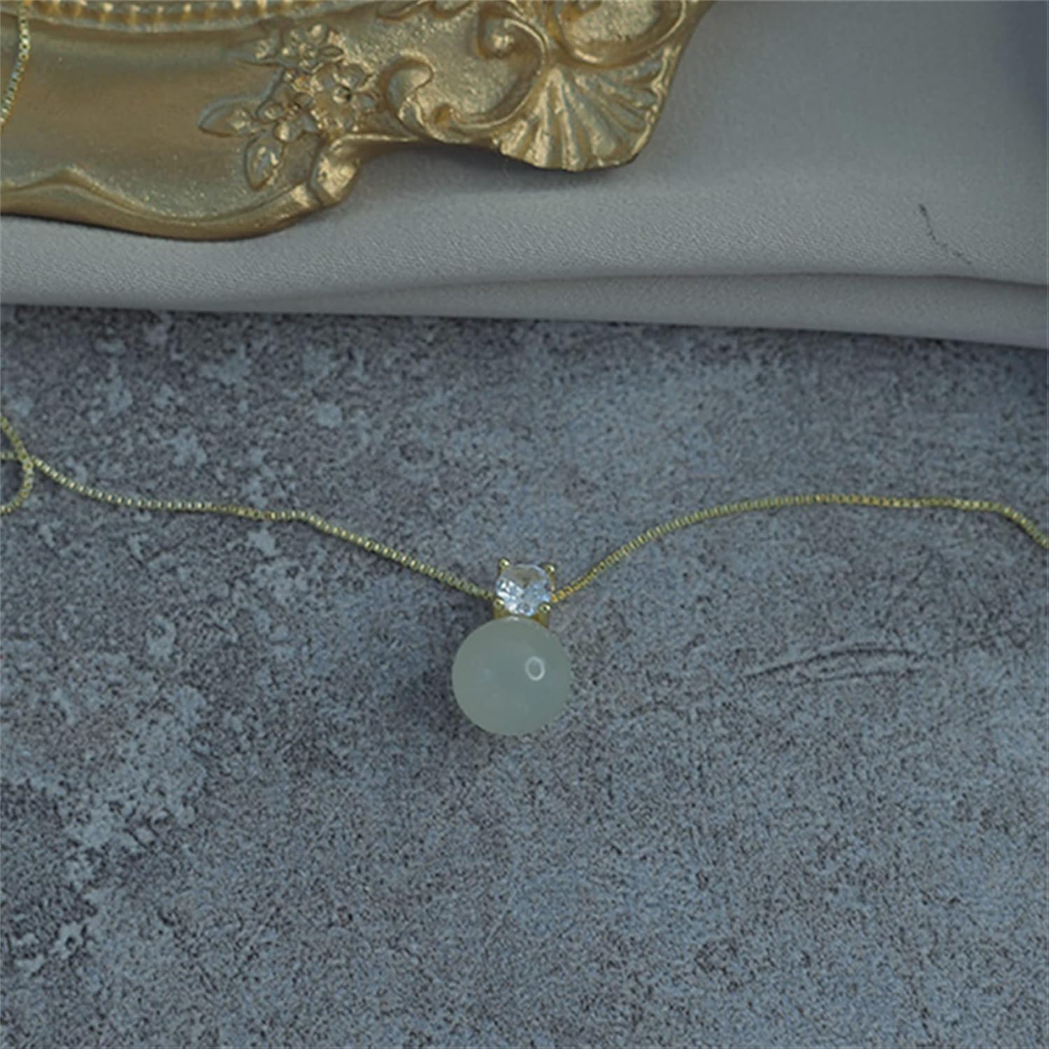 Natural Hetian Jade & Zircon Necklaces Earrings Ring for Women, Dainty Green Jade Charm Pendant Jewelry Gift for Mom Lover Her, Anniversary Gift Birthday Gift Christmas Gift - Image 8