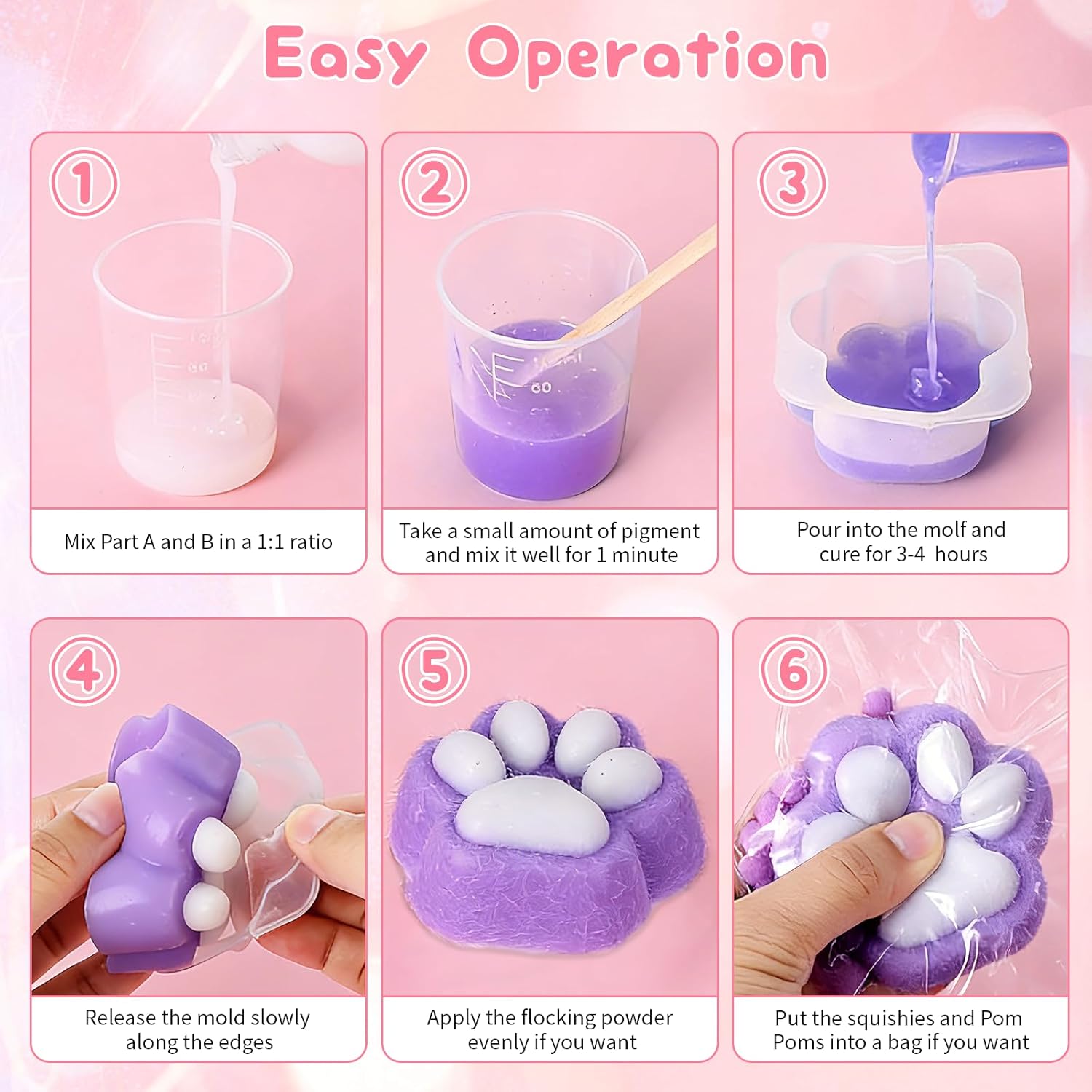 Ipalet DIY Soft Craft Making Kit with 18oz 1:1 Two-Part Gel & Animal, Dessert Molds, Slow Rising Squeeze Craft Set for Stress Relief, All-in-One Craft Materials for Beginners, Creative DIY Craft Gift