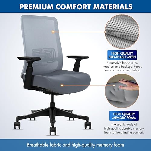 Miniatura 4 de Silla de oficina de malla, silla de oficina ergonómica con soporte lumbar, brazos 3D ajustables y asiento suave, soporta hasta 330 libras (negro)