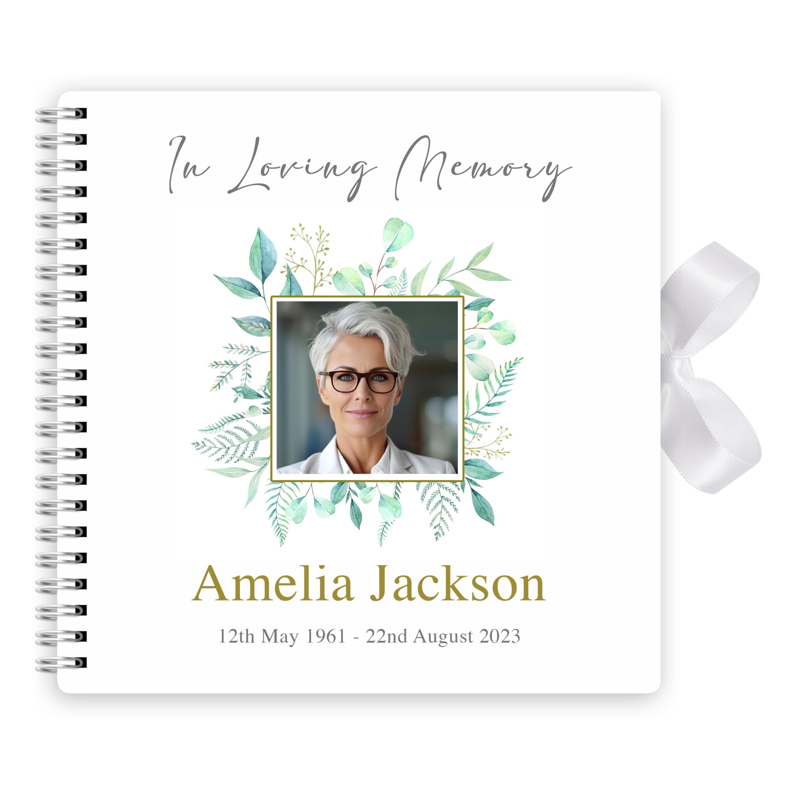 Star Online Floral Green Funeral Condolence Memory Book Of Life - Memorial Guest Book Hardcover - Guestbook For Celebration Of Life Memorial Service With Memory Table Card Sign (Floral Green)