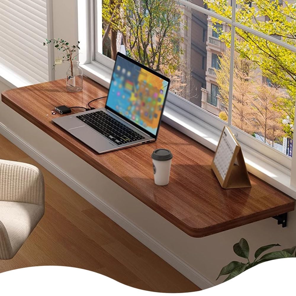 Table de salle à manger murale pliable en bois marron 120x30 cm