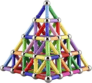 Beicarin 150Pcs Magnetic Building Sticks Blocks Toys, Magnet Educational Toys Magnetic Blocks Sticks Stacking Toys Set for Kids and Adult