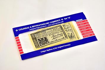 Our Amendments - Colonial and Revolutionary Currency Set A, Authentic Parchment Replica Bank Notes in Envelope- 7 Replica Bills from 1700s Included