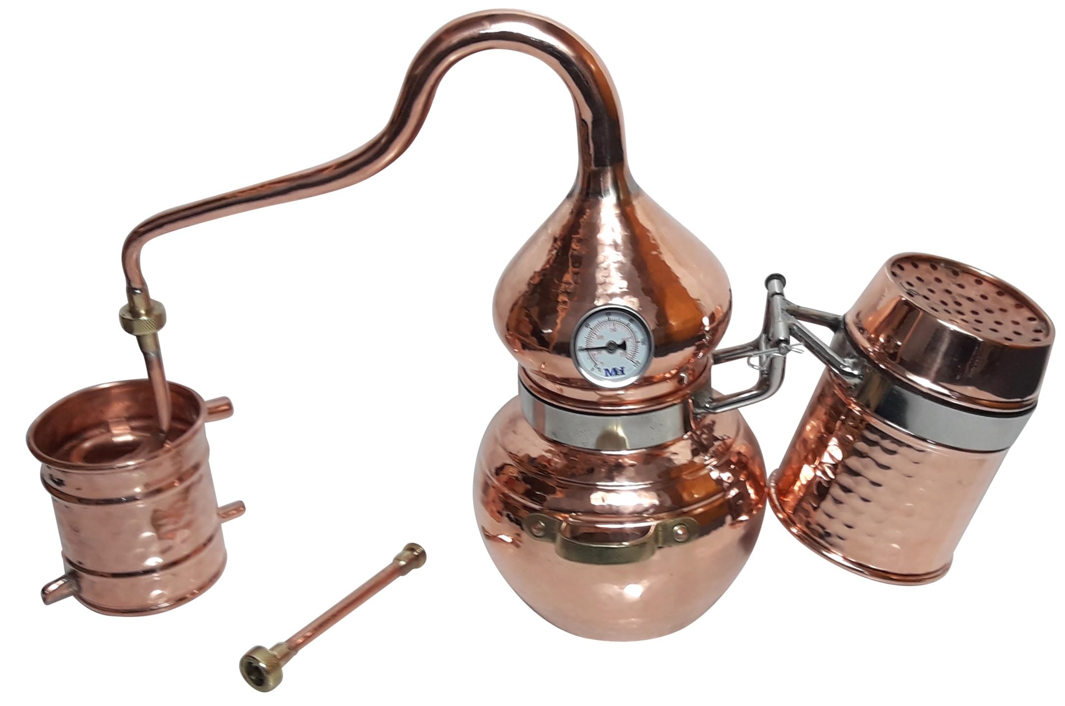 Kolonnenbrennerei aus Kupfer 2 L Thermometer - Destille ätherische Öle - mit Kippgestell