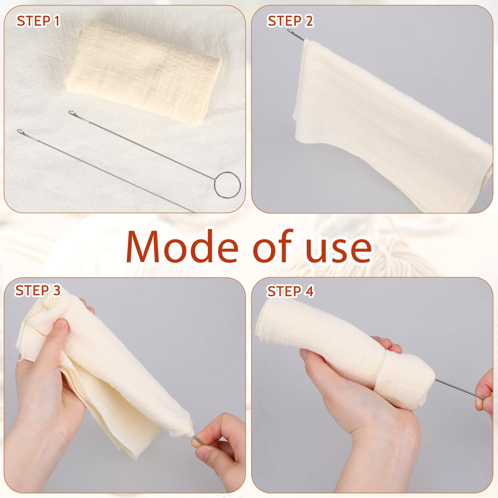 Loop Turner Sewing Tool, 4 Pieces Loop Turner Tool for Silicone Beads, Sewing Loop Turner Hook, Needle Hook, Crochet Sewing Supplies, Drawstring Threader Tool for Fabric Tube Strips DIY (10.4" & 7") - Image 6