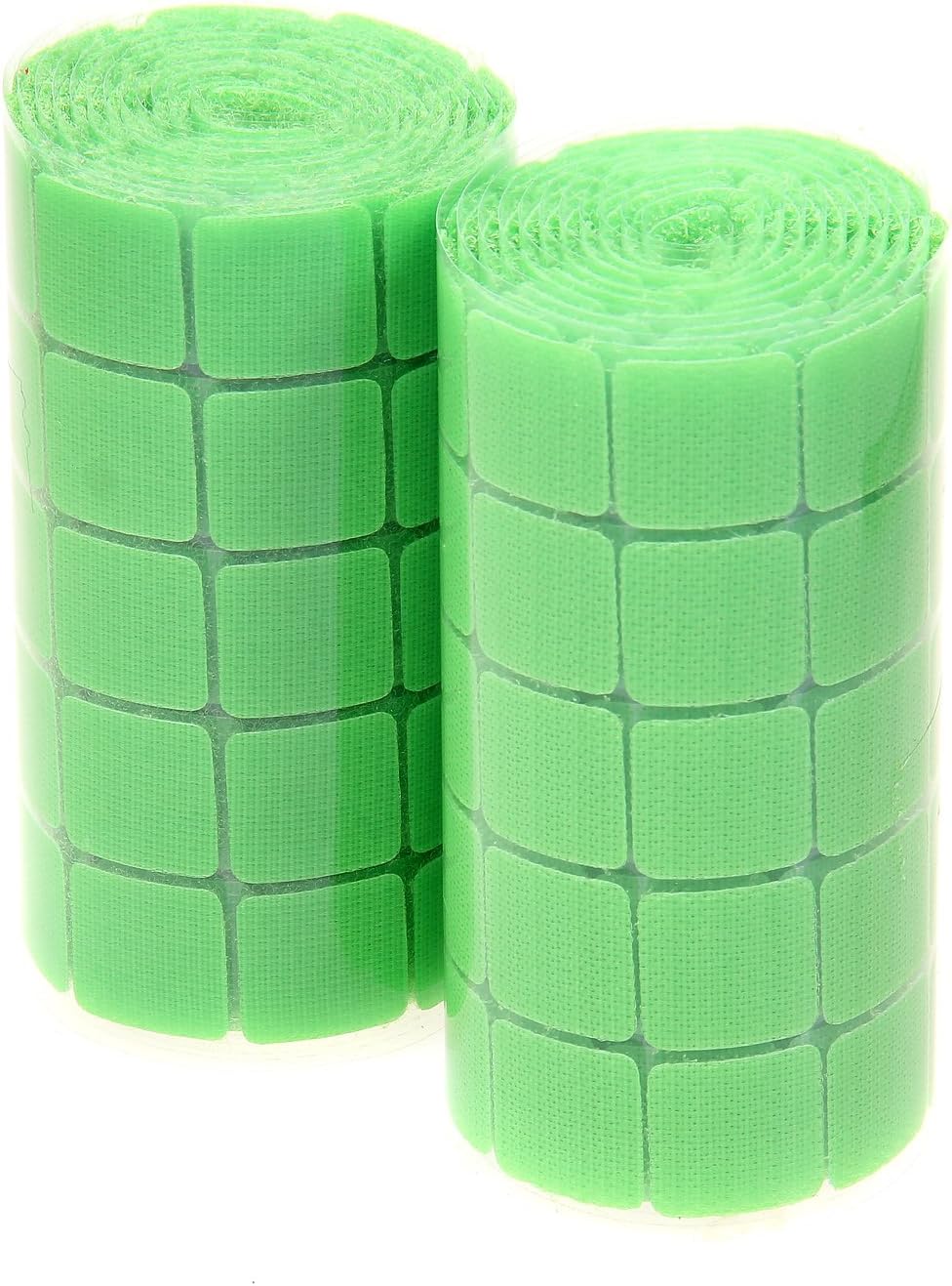 TUKA 590pcs Stick On Pads 19mm x 19mm, 295 Pairs Self Adhesive Hook & Loop Dots Tapes Coins, Sticky Square Pads Craft Tape, 295 Hook + 295 Loop Sticky Pads, TKB5028 green