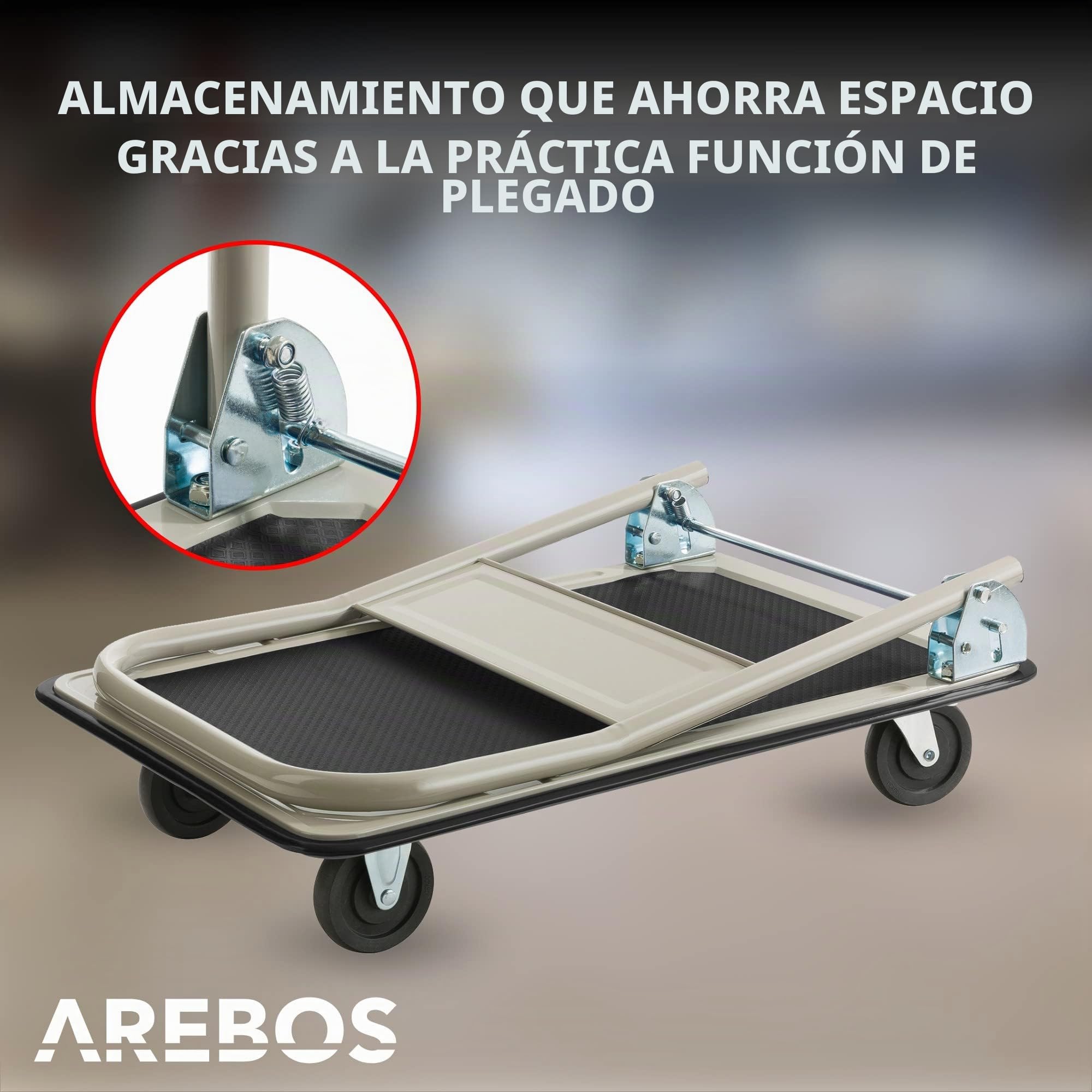 Arebos – Plataforma Carro | Carrito | Carretilla | hasta 150 kg | con Ruedas | Antideslizante Revestimiento | Protector de Bordes