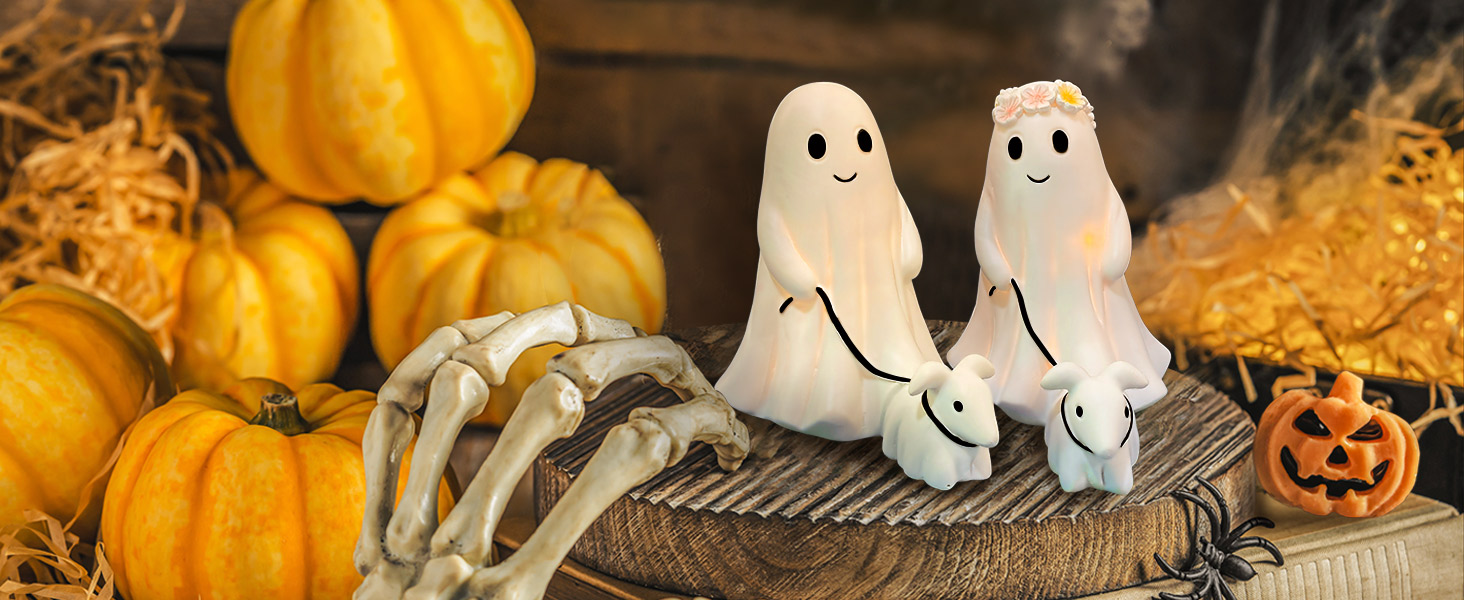 RWSEFK Ghost Walking Dog Display Statue Nightlight, Warm Lighted
