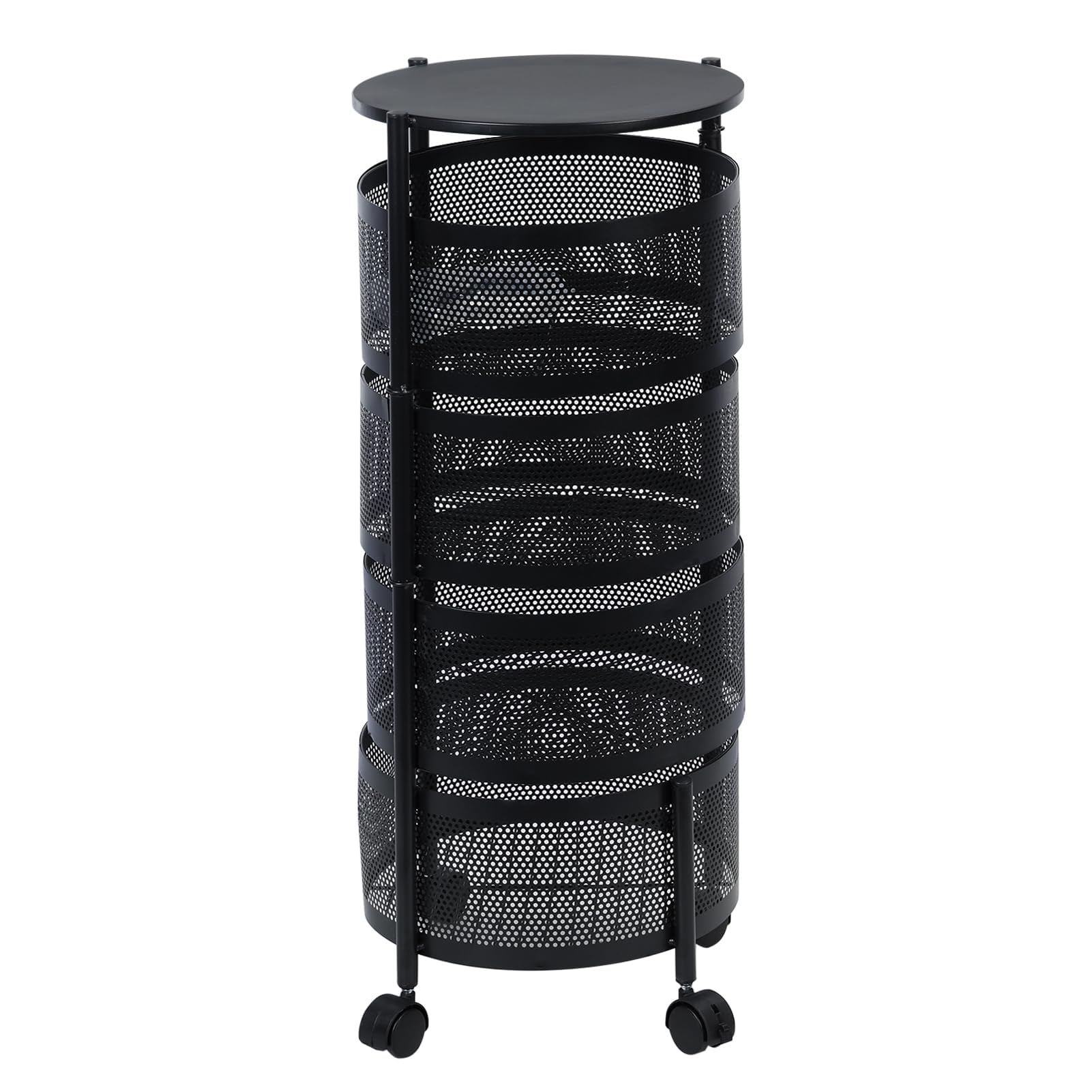 Carrito de almacenamiento rodante de metal estante de cocina auxiliar negro que ahorra espacio