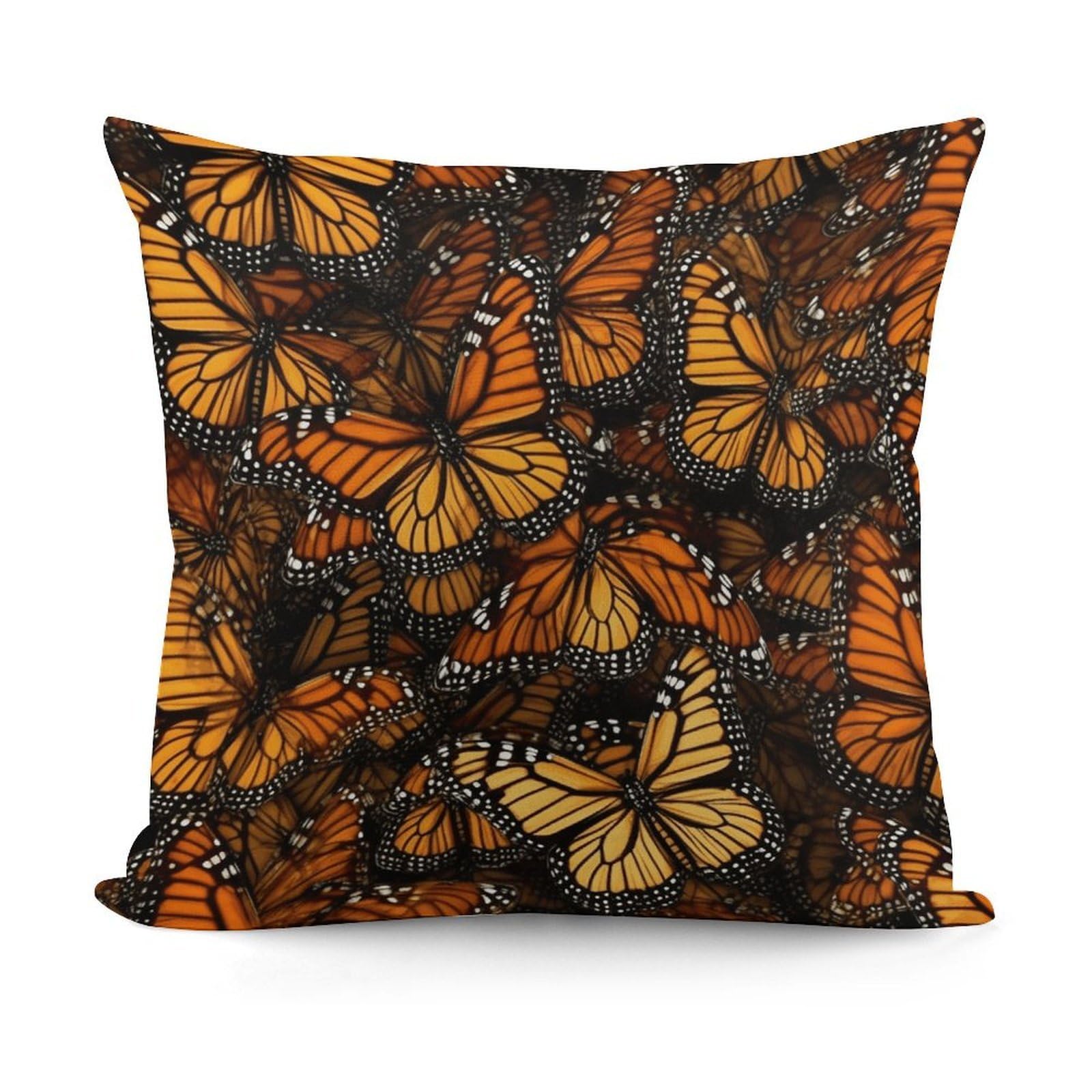 Decorative Heaps of Orange Monarch Butterflies Throw Pillow Covers Luxury Soft Pillowcases Fluffy Plush Accent Pillow Cases Personalized Square Lumbar Pillows Shells for All Seasons 18" X 18"