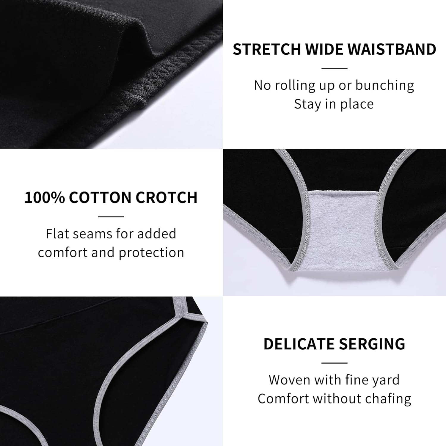CAILECOTTON Womens Underwear Cotton High Waisted Underwear for Women Brief Soft Stretch Breathable Everyday Hipster 5ps - Image 6