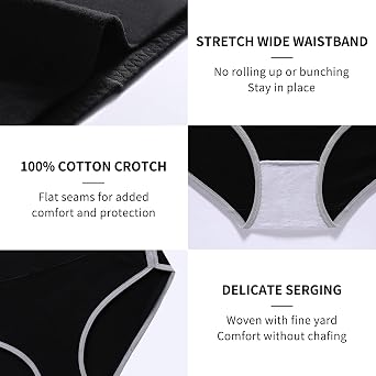 CAILECOTTON Cotton Underwear for Women High Waisted Ladies Pantie 5 Pack