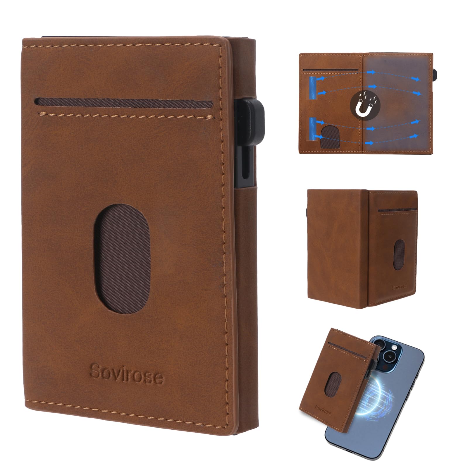 Sovirose Rfid Mens Wallet, Slim Cards Holder for Men, Credit Card Case Money Clip