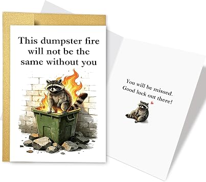 Spercy Funny Coworker Leaving Card, Hilarious Going Away Card for Colleague, Humorous Raccoon Goodbye Card