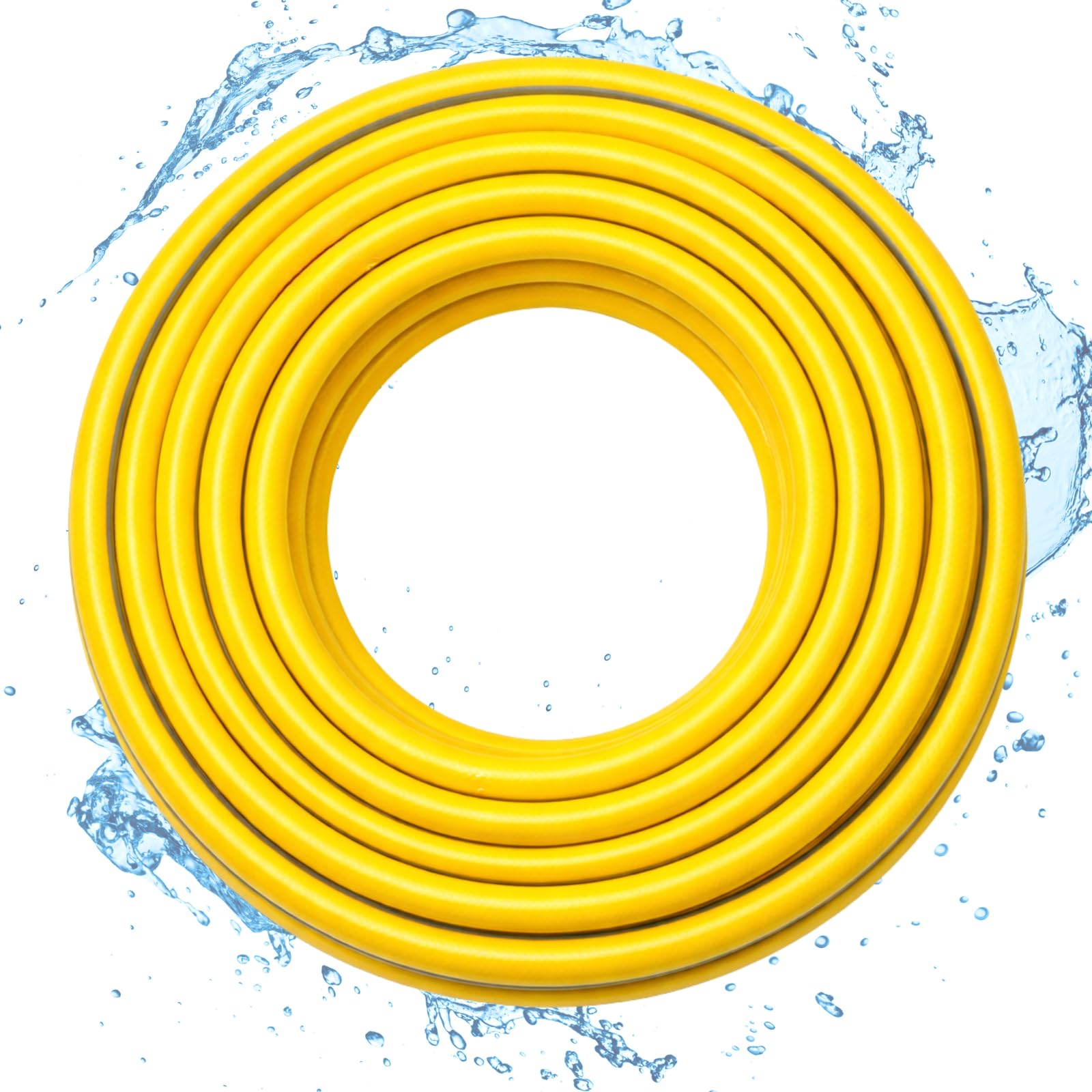 Wasserschlauch 1/2 3/4 1 Zoll – 20m 30m 50m Länge – Gartenschlauch 4-lagig UV-beständig druckfest knickstabil (Gelb, 1 50m ohne Adpater)