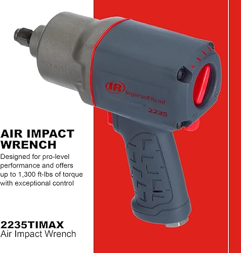 Miniatura 141 de Ingersoll Rand 2235TIMAX-O Llave de impacto neumática de 1/2 pulgada, torque de 1350 ft-lb, caja de martillo de titanio, retenedor de anillo