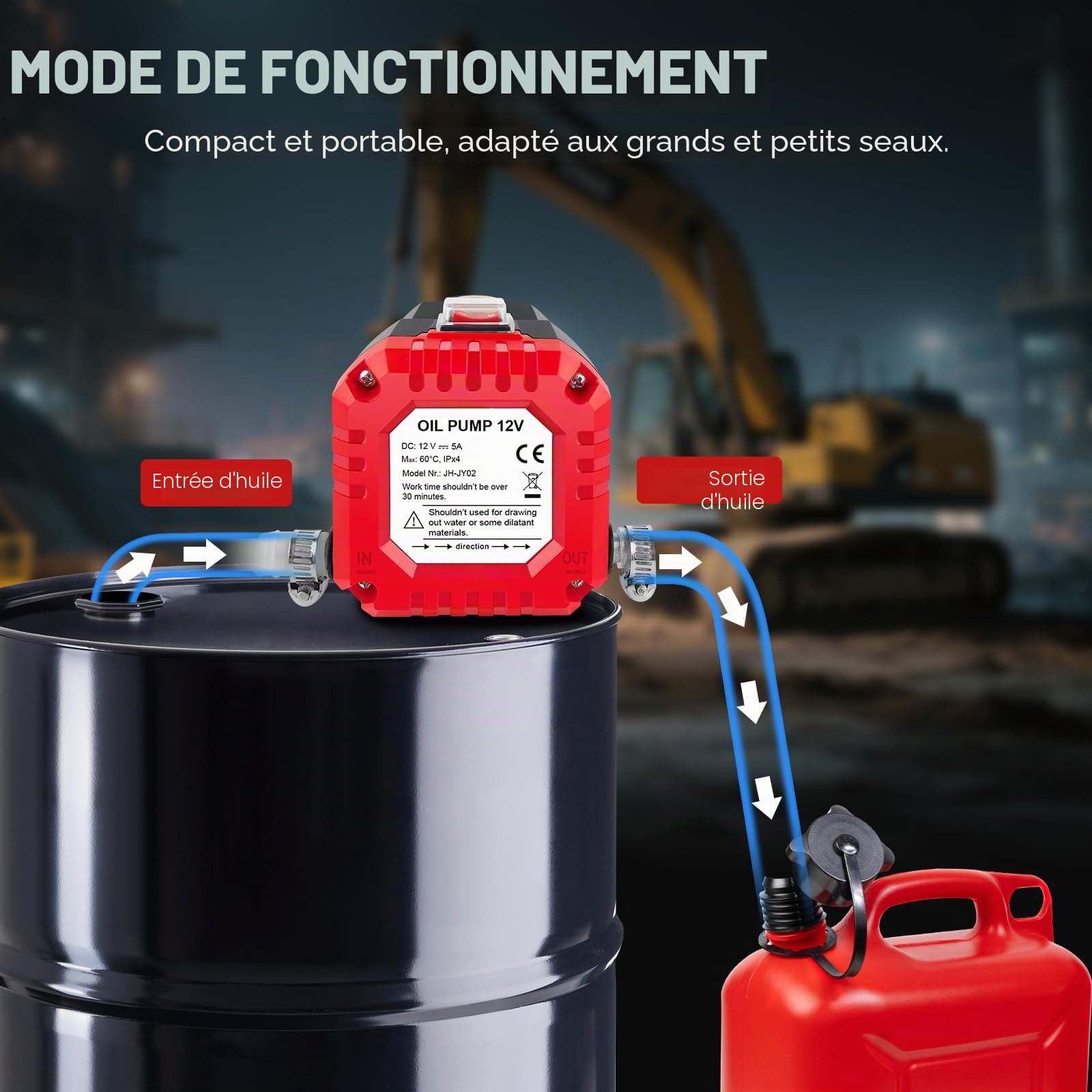 Pompe d'aspiration d'huile 12V 100W essence diesel fioul abzieher transfert pompe à huile auto
