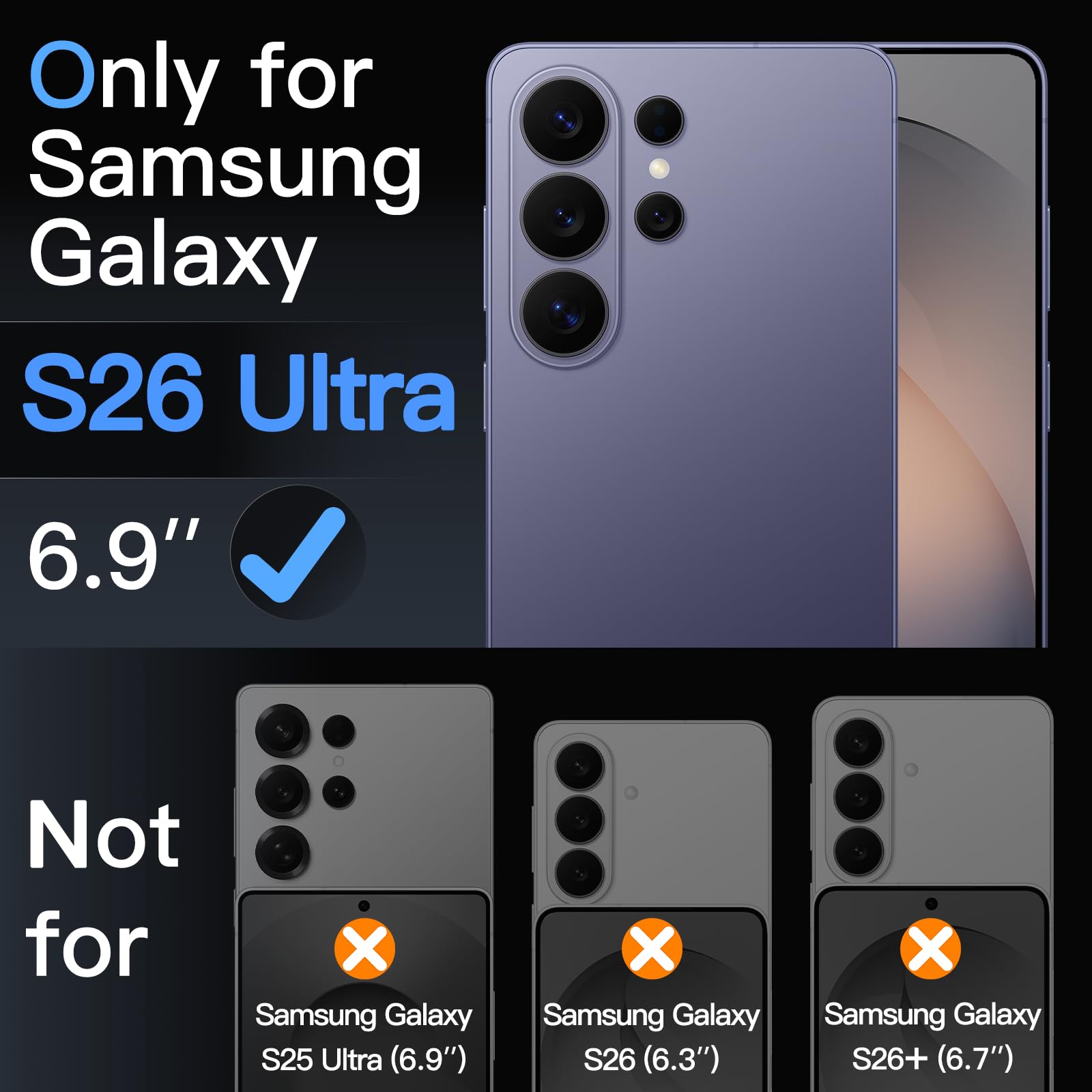 JETech Pellicola Protettiva per Samsung Galaxy S26 Ultra, Kit di Installazione Facile in 10 Secondi con Vassoio di Allineamento in Un Passo, 9H Vetro Temperato Film, HD Chiaro, 2 Pezzi