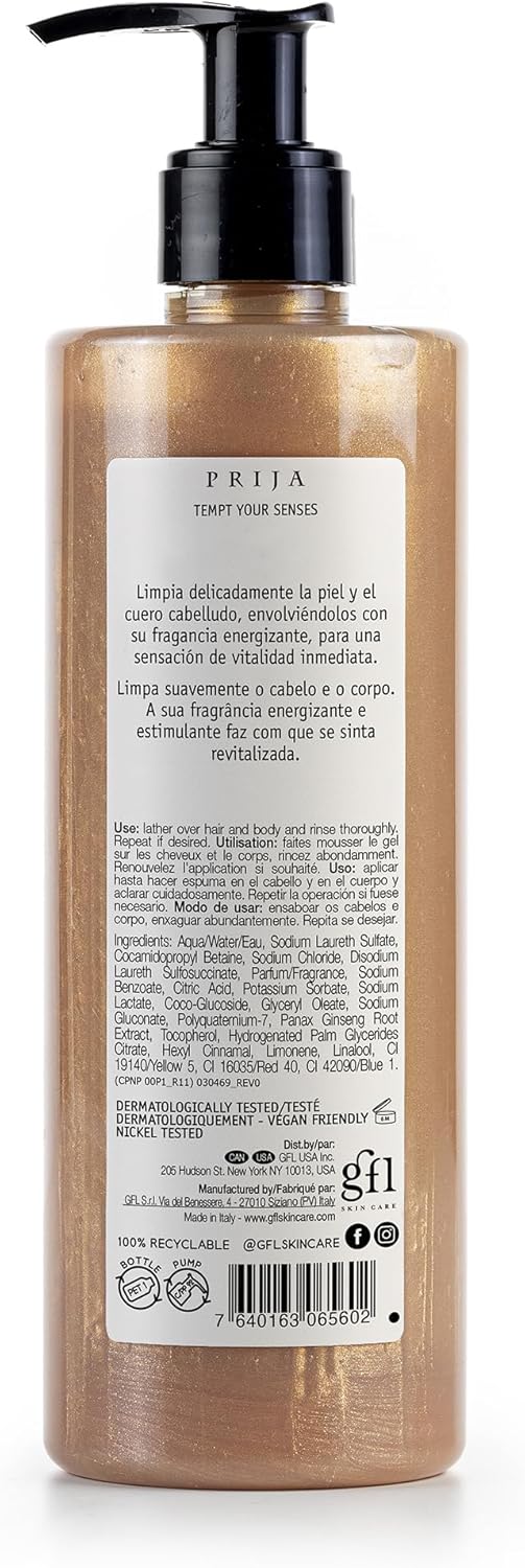 Prija Vitalizing Creamy Bath Foam, Pearly Texture for Radiance Boost, Gently Cleanses and Moisturizes The Skin with Ginseng Extract 5 x 12.85 Fl. Oz - Image 2