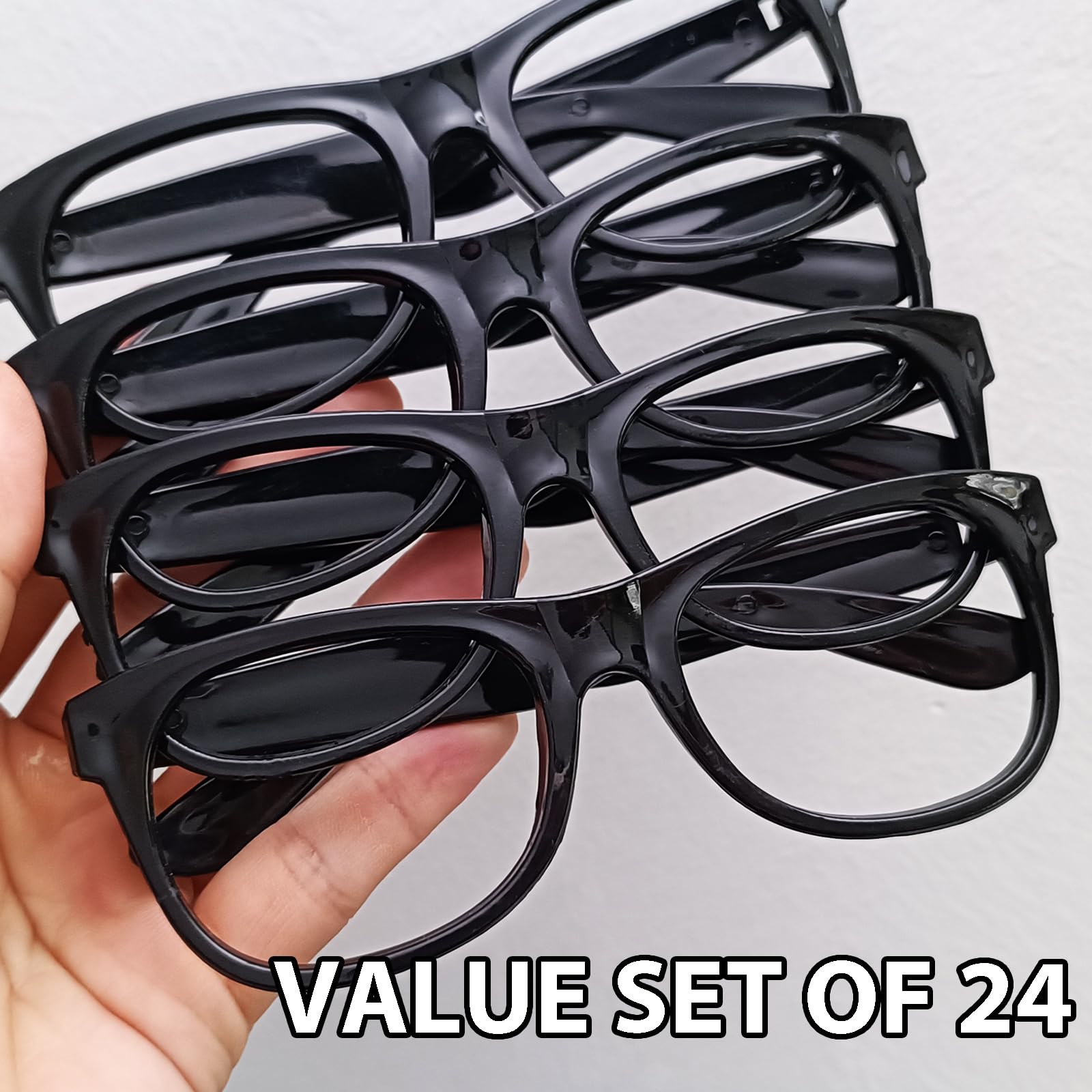 24 gafas de sol negras con montura sin lente, para disfraz de fiesta de cumpleaños, bolsas de regalo
