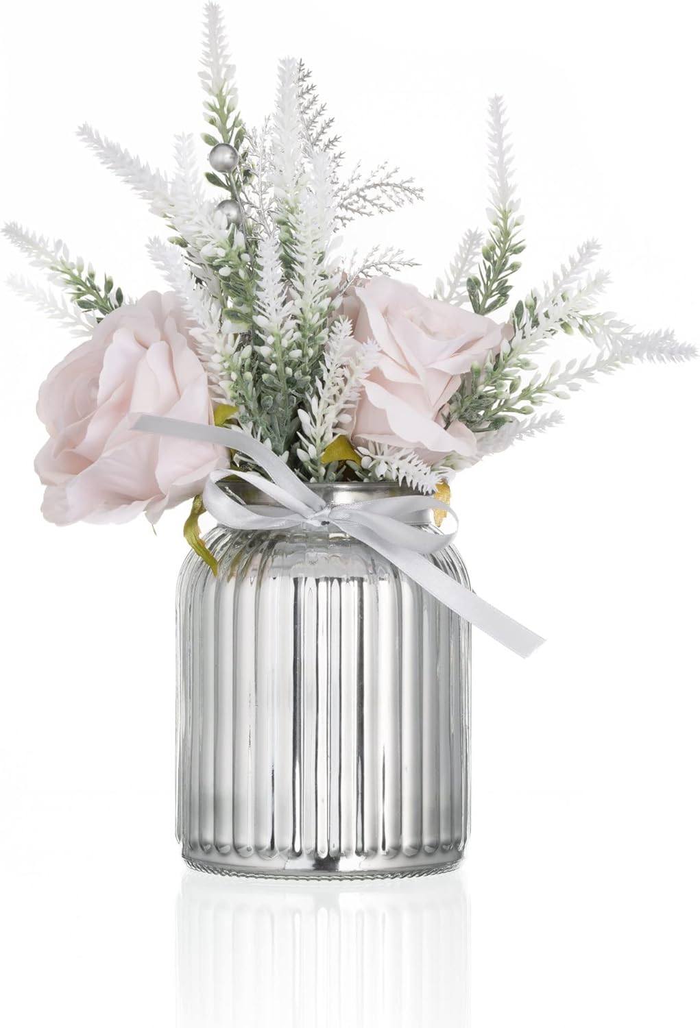 Wrenbury Artificial Top Table Flower Arrangement with Silver Vase