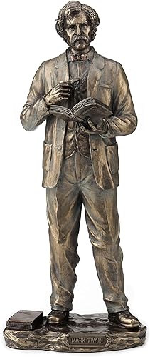 VERONESE DESIGN Mark Twain The Great American Writer - Escultura de resina de 11 1/4 pulgadas con acabado de bronce
