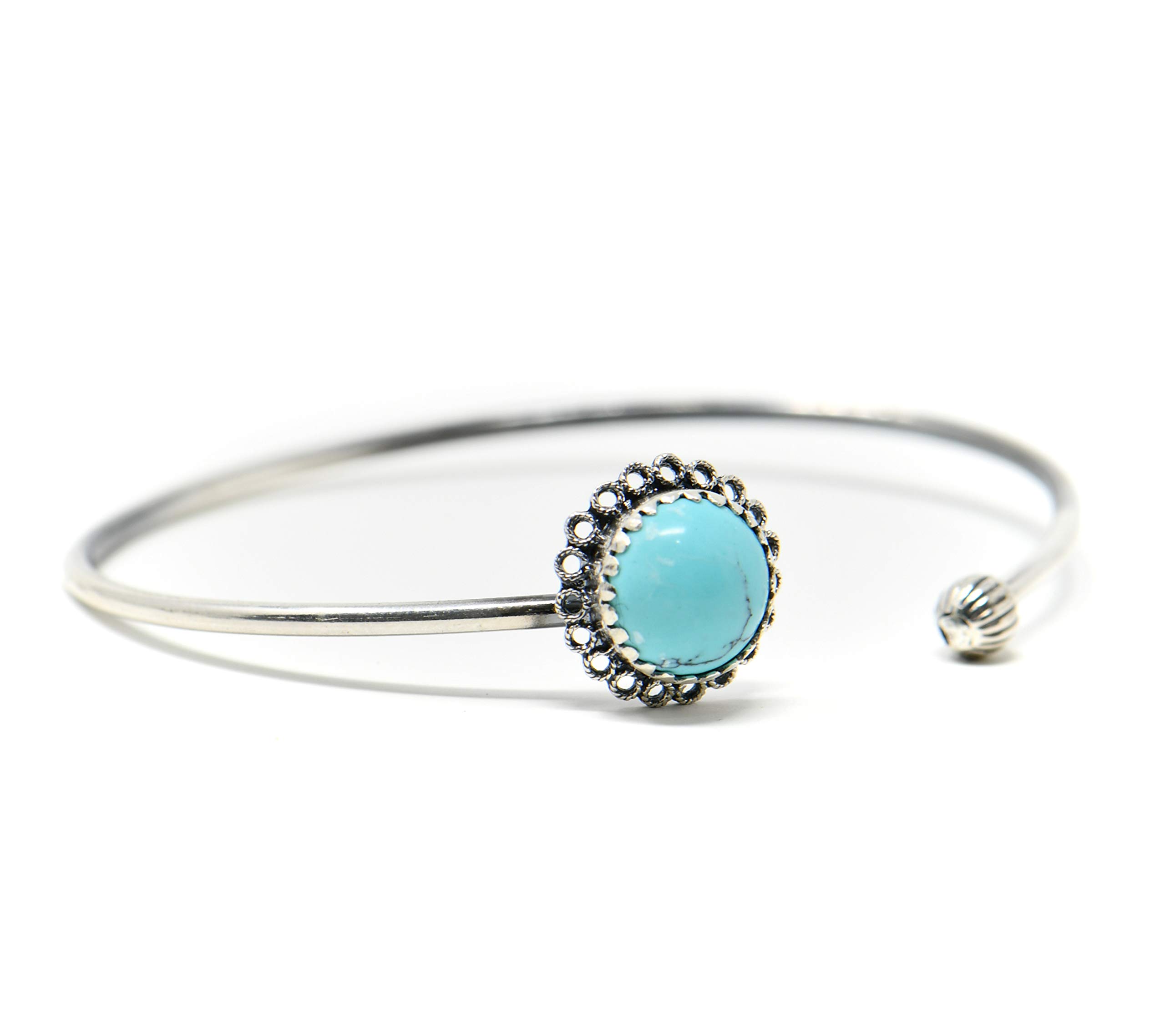 Bracciale rigido argento con turchese naturale
