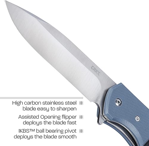 Vista 4 de CRKT Ignitor EDC - Navaja de bolsillo plegable de apertura asistida para uso diario, hoja con borde serrado, serraciones Veff, perno para el pulgar